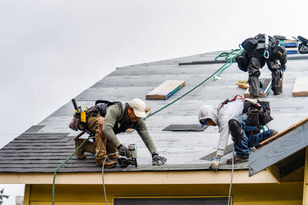 Professional Gutter Installation technician working in Martensdale, IA